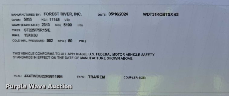 image for item EC4301 2024 Forest River Wildwood camper