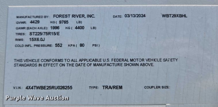 image for item EC4304 2024 Forest River Wildwood camper