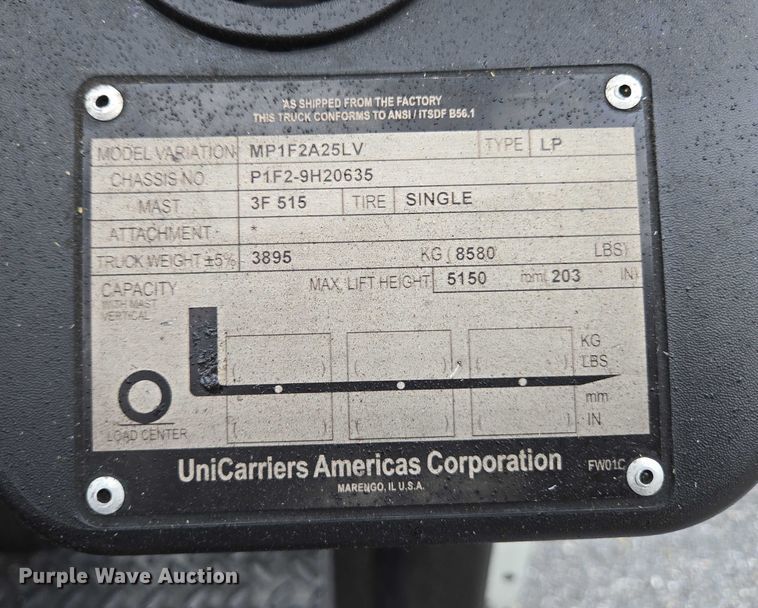 image for item EC4333 2016 UniCarriers PF50 forklift