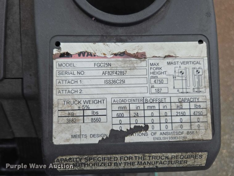 image for item EC4334 Mitsubishi FGC25N forklift