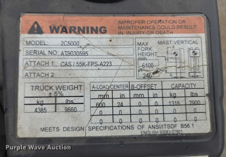 image for item EC4337 Caterpillar 2C5000 forklift