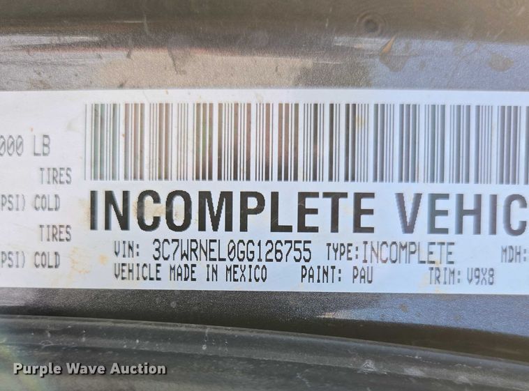 image for item ED2138 2016 Dodge Ram 5500 Crew Cab flatbed truck