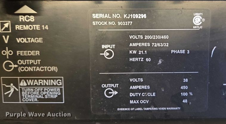 image for item EF1717 Miller Deltaweld 452 welder/generator