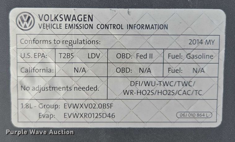 image for item EF1775 2014 Volkswagen Passat TSI SE 