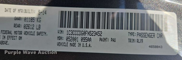 image for item EF1776 2015 Chrysler 200 S 