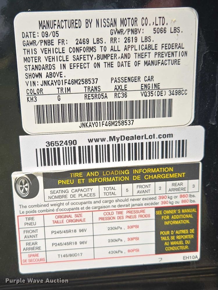 image for item EF1777 2006 Infiniti M35X 