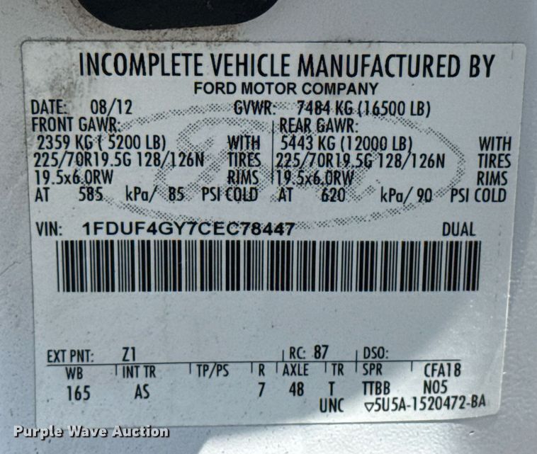 image for item EG5963 2012 Ford F450 Super Duty flatbed truck