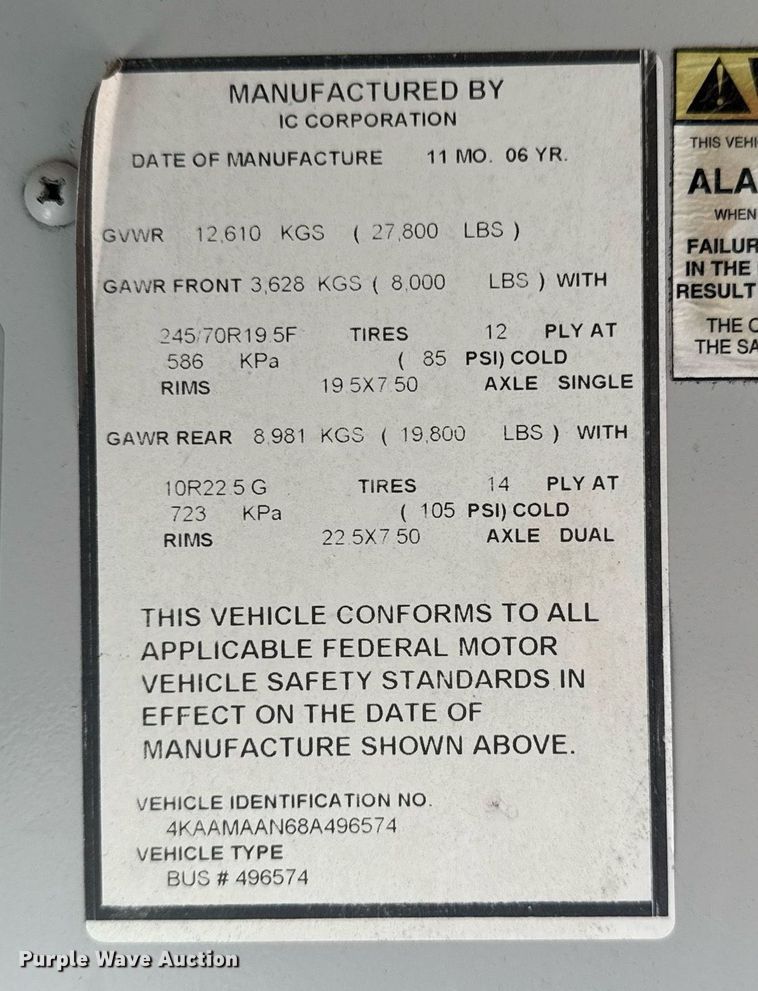 image for item EG5972 2008 International prisoner transport bus