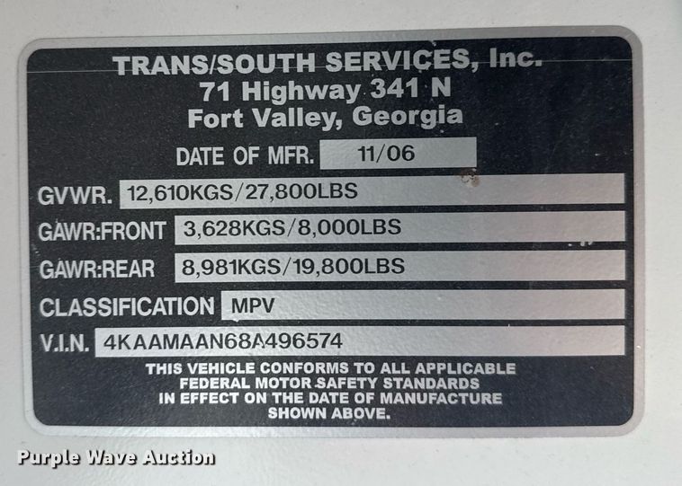 image for item EG5972 2008 International prisoner transport bus