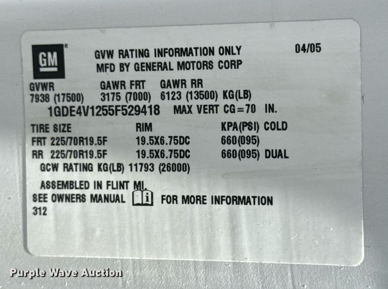 image for item EG5975 2005 GMC C4500 utility / service truck