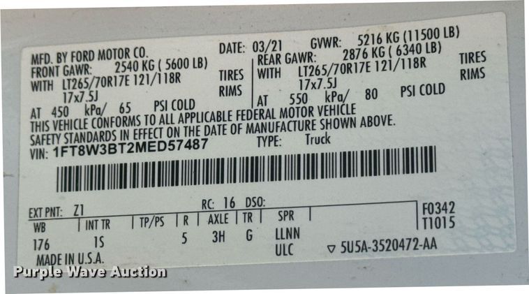 image for item EG5992 2021 Ford F350 Super Duty Crew Cab pickup truck