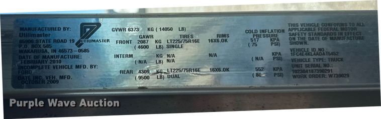 image for item EG5994 2010 Ford E450 delivery truck