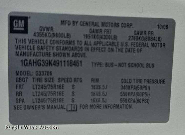 image for item EG6008 2009 Chevrolet Express 3500 van