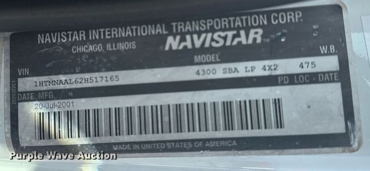 image for item EG6010 2002 International 4300 delivery truck