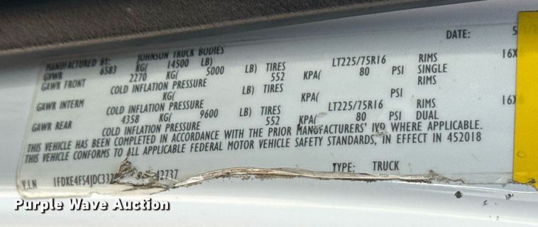 image for item EG6012 2018 Ford E450 Super Duty  refrigerated truck