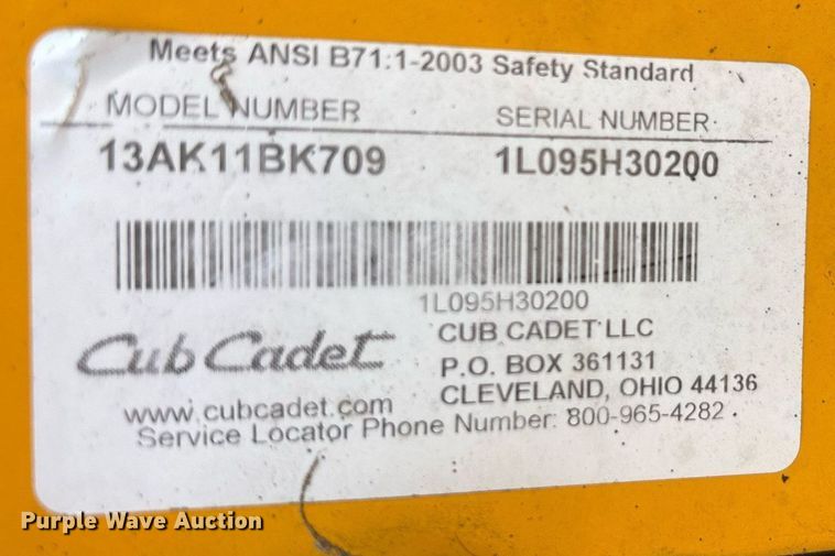 image for item EG8144 Cub Cadet Super LT 1554 lawn mower