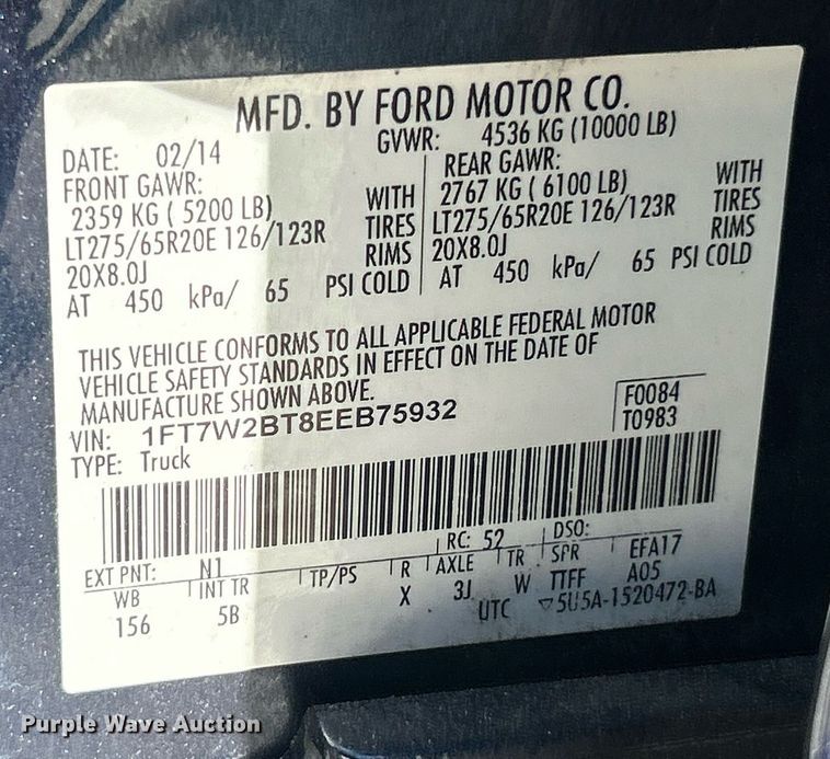 image for item EK8157 2014 Ford F250 Super Duty Lariat Crew Cab pickup truck