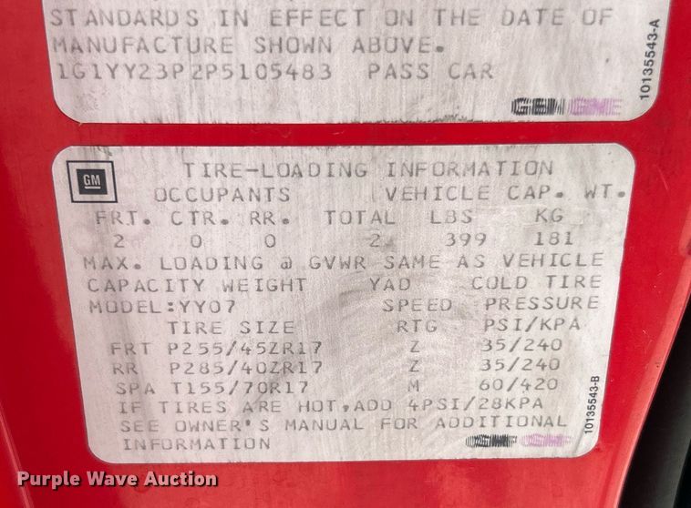 image for item EK8306 1993 Chevrolet Corvette 