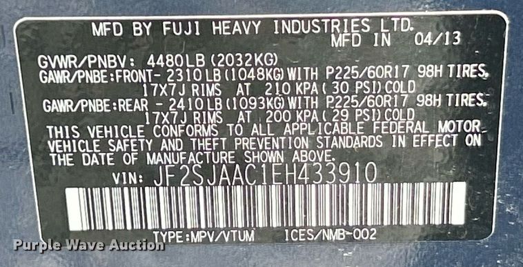 image for item EK8346 2014 Subaru Forester SUV