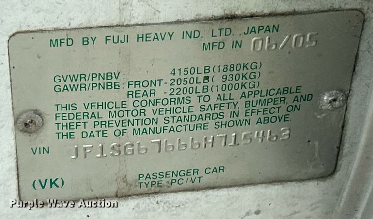 image for item EK8369 2006 Subaru Forester SUV