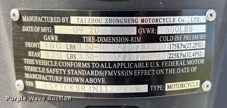 image for item EL2117 2022 Taizhou Zhongeng Freedom scooter