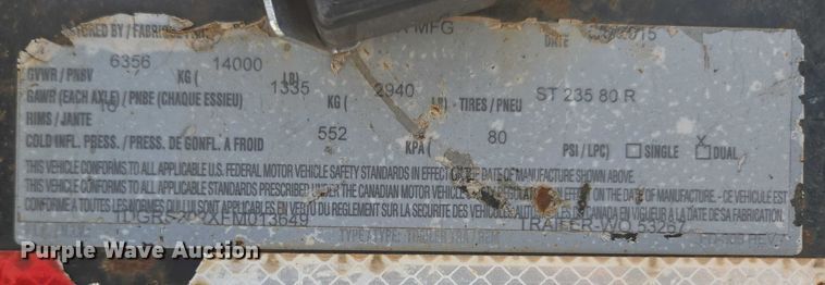 image for item EN2006 2015 Doolittle equipment trailer