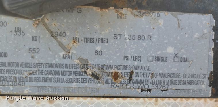 image for item EN2006 2015 Doolittle equipment trailer