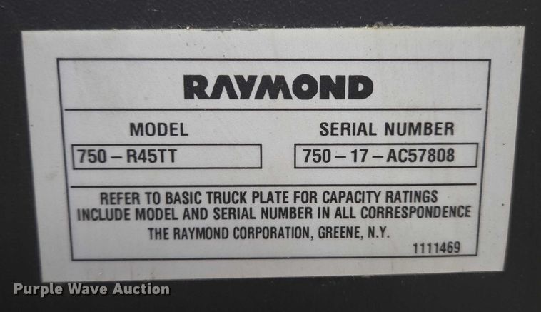 image for item EN2010 Raymond 750-R45TT reach truck