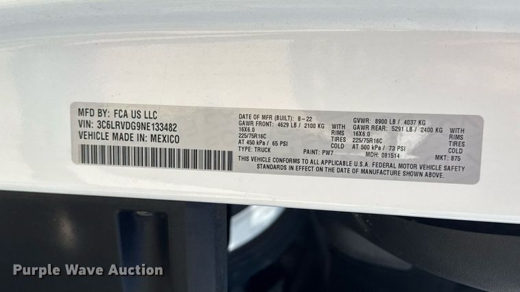 image for item EN4629 2022 Dodge Ram ProMaster 2500 delivery van