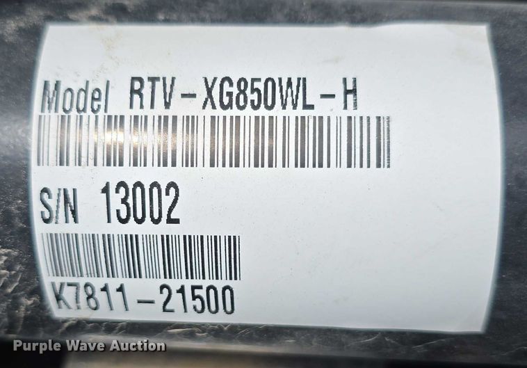 image for item EO1084 2018 Kubota RTV-XG850  Sidekick utility vehicle