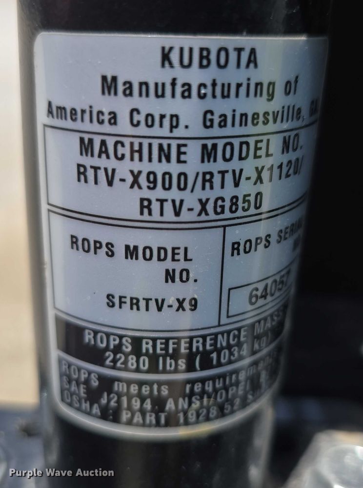 image for item EO1084 2018 Kubota RTV-XG850  Sidekick utility vehicle