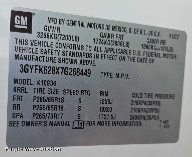 image for item EO1524 2007 Cadillac Escalade EXT Crew Cab pickup truck