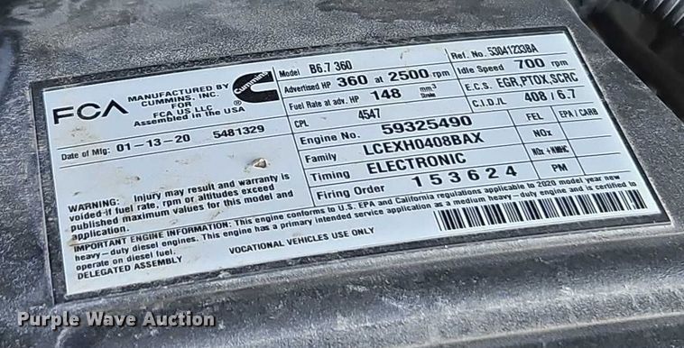 image for item EO4522 2020 Dodge Ram 5500 flatbed truck