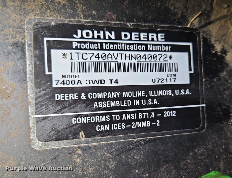 image for item EO4535 2017 John Deere 7400A rough fairway mower