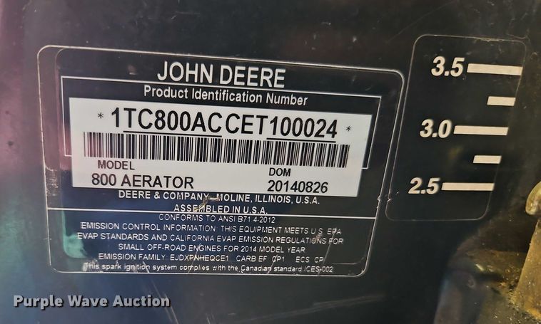 image for item EO4536 2014 John Deere Aercore 800 aerator