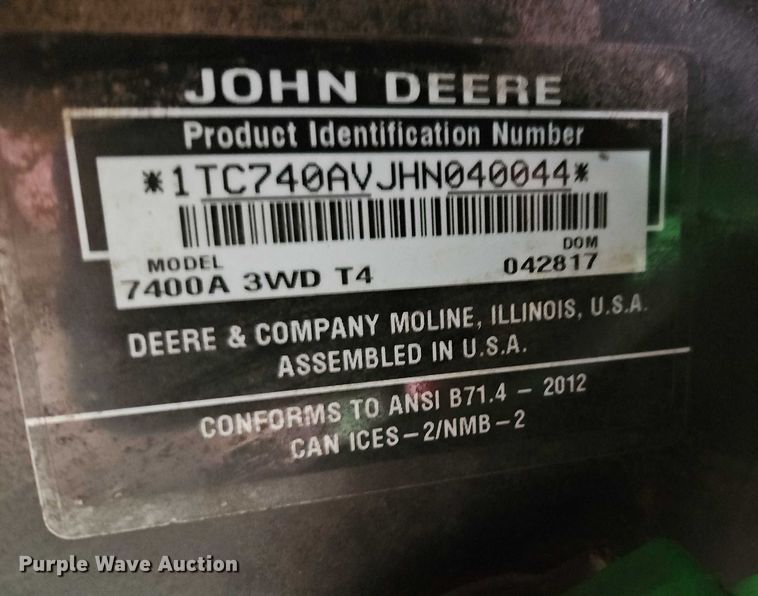image for item EO4539 2017 John Deere 7400A rough fairway mower