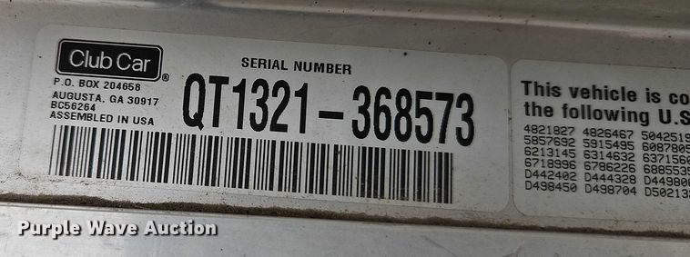 image for item EO4544 2013 Club Car Turf 2 Plus golf cart