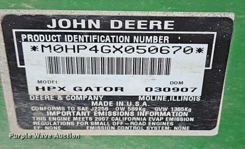 image for item EO4548 2007 John Deere Gator HPX utility vehicle