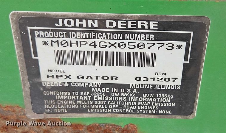 image for item EO4550 2007 John Deere Gator HPX utility vehicle
