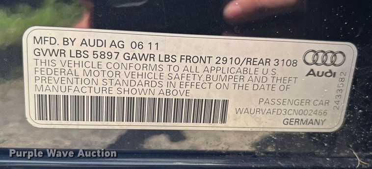 image for item EQ4044 2012 Audi A8 Quattro 