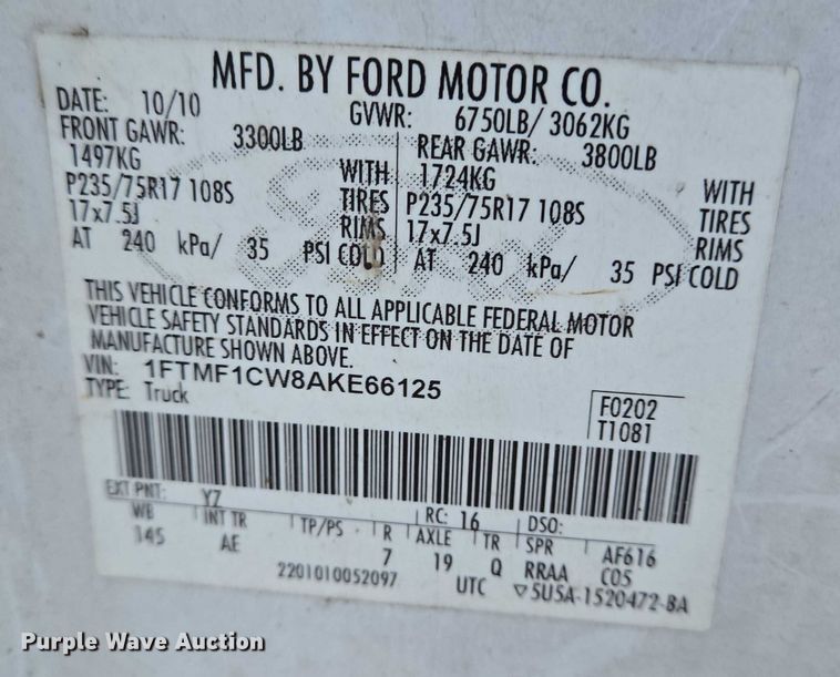 image for item EQ4062 2010 Ford F150 pickup truck