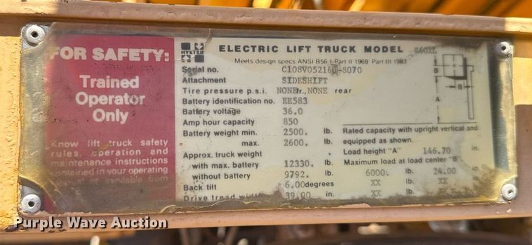 image for item ER2145 2010 Hyster E60XL forklift