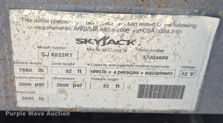 image for item FB9406 2014 Skyjack SJ 6832RT scissor lift
