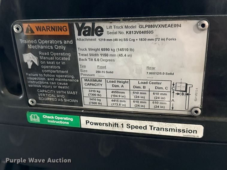 image for item MZ9392 2018 Yale GLP050 forklift