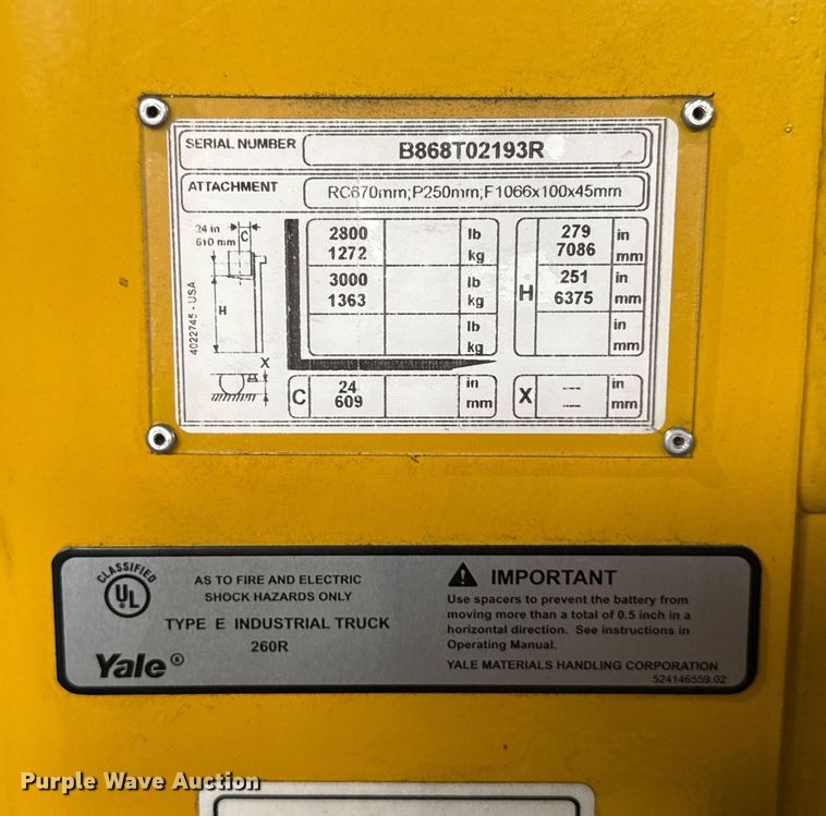 image for item MZ9395 2017 Yale NTA030SB turret truck