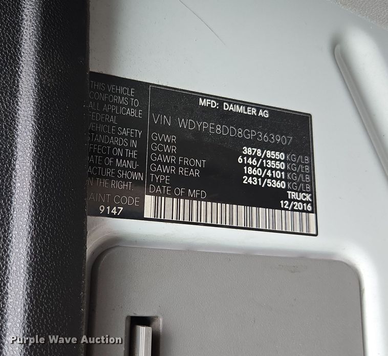 image for item YA0446 2016 Freightliner Sprinter 2500 van