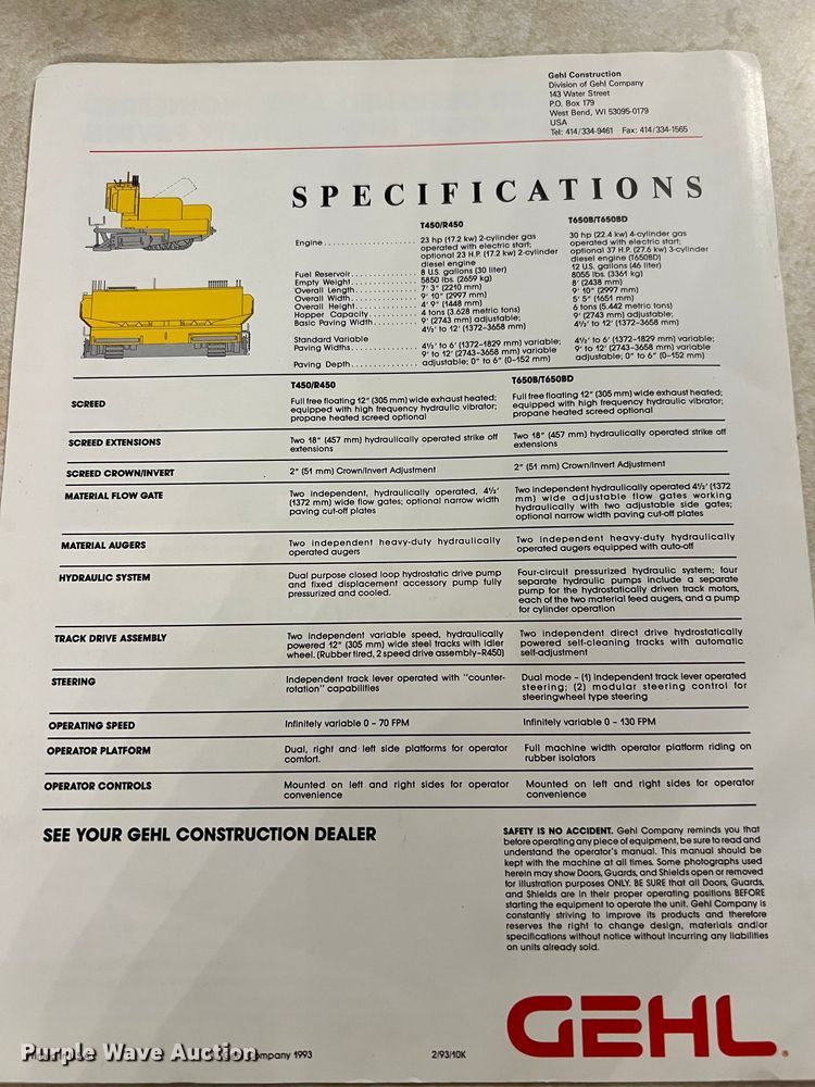 image for item DI9817 Gehl T650BD paver