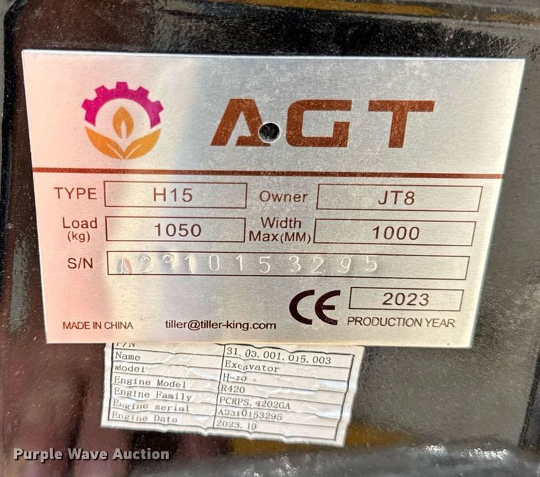 image for item DI9819 2023 AGT H15 mini excavator