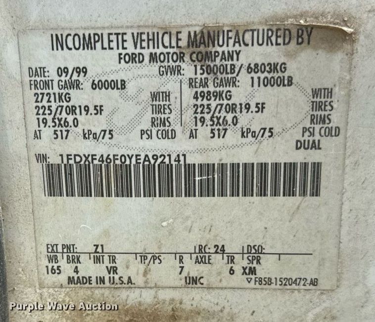 image for item DJ9661 2000 Ford F450 Super Duty  utility / service truck