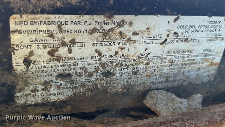 image for item DR2819 2016 PJ tilt deck equipment trailer